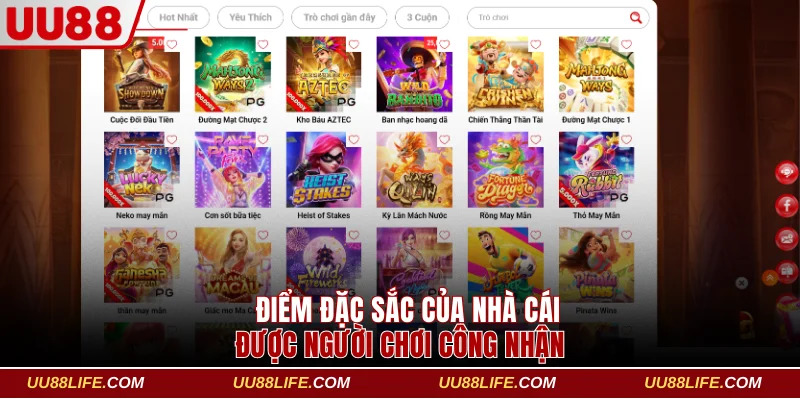 UU88 12 Điểm đặc sắc của nhà cái được người chơi công nhận